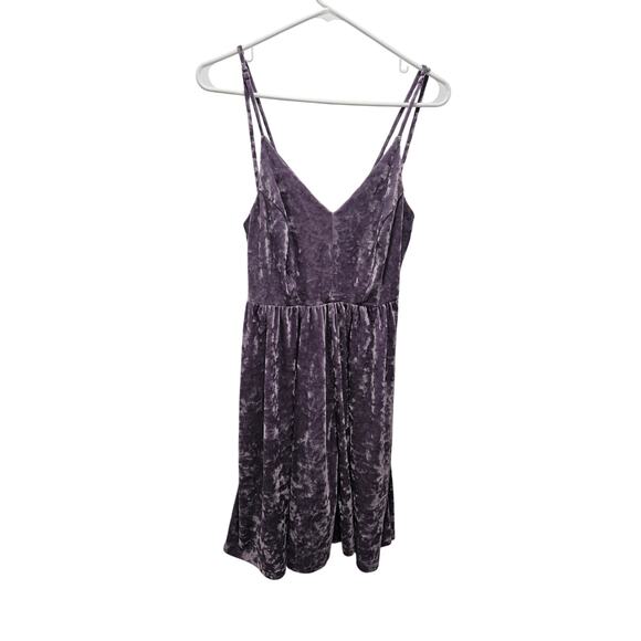 Y2K Wild Fable Crushed Velvet Mini Sun Dress Purple Strappy Grunge  Size Large - Picture 1 of 8